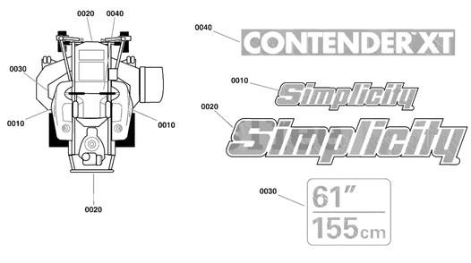 Decal Group - Brand And Model Diagram and Parts List for 5901744  Simplicity Lawn Tractor