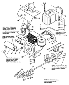 Engine, Exhaust And Drive Shaft Group - 7116 Early Models Diagram and Parts List for 7116H 1690578 Simplicity Lawn Tractor