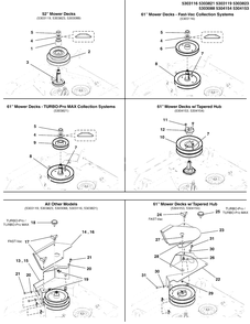 Mower Deck Guards And Spindle Pulley - 2-Belt Driven Mower Decks Diagram and Parts List for 5600864  Simplicity Lawn Tractor Accessories