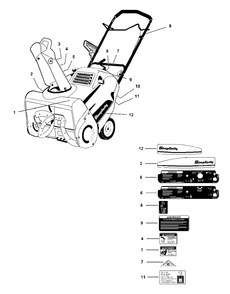 Decals - Safety And Common Diagram and Parts List for 520M 1692917 Simplicity Snow Blower