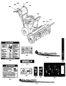 Decals Group Diagram and Parts List for L1226E 1695820 Simplicity Snow Blower