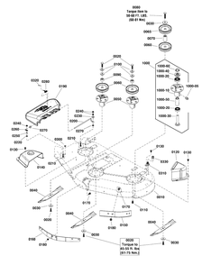 50-Inch (127cm) Mower Deck - Housing, Arbors And Blades Group Diagram and Parts List for 2691338-03  Simplicity Lawn Tractor