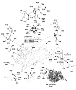 Hydraulic Group - Lift And Steering Diagram and Parts List for 2691418-02  Simplicity Lawn Tractor