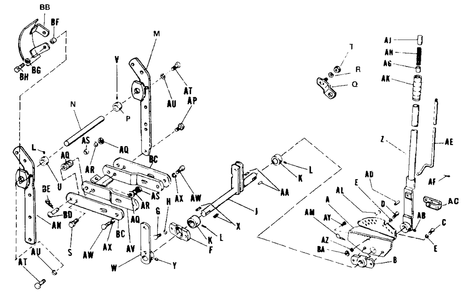 Rear Lift Draw Bar Group Diagram and Parts List for 3212V 990571 Simplicity Lawn Tractor