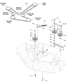 44-Inch And 50-Inch Mower Deck - Belt And Idler Group - B&s Professional Series Diagram and Parts List for 2650 5900705 Simplicity Lawn Tractor