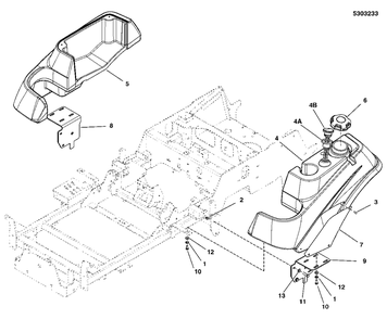 Fuel Tank And Mount Group (5303233) Diagram and Parts List for 5901744  Simplicity Lawn Tractor