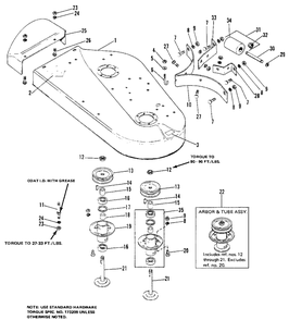 Mower Deck And Arbors Group (4008-4108-4208) Diagram and Parts List for 4208 1690176 Simplicity Lawn Tractor