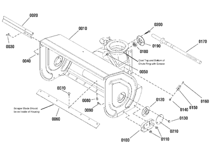 Auger Housing Group Diagram and Parts List for L1528E 1695987 Simplicity Snow Blower