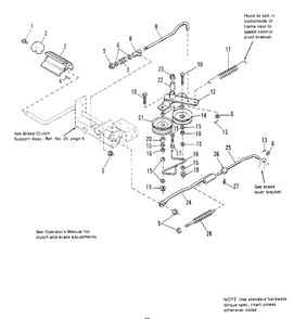 Brake And Clutch Group Diagram and Parts List for 6517H 1691733 Simplicity Lawn Tractor