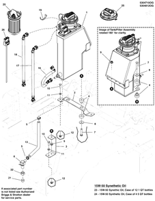 Engine Remote Oil Tank, Hoses, And Mount Group Diagram and Parts List for 5901799  Simplicity Lawn Tractor