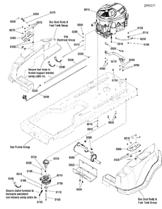 Engine Group Diagram and Parts List for ZT2246 2691037-01 Simplicity Lawn Tractor