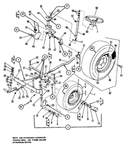 Wheel, Axle And Steering Group Diagram and Parts List for 7014S 1690338 Simplicity Lawn Tractor