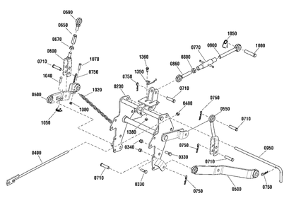 3-Point Hitch Group Diagram and Parts List for 2691523-01  Simplicity Lawn Tractor