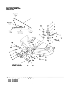 Belt/Idler Arm/Hitch Diagram and Parts List for 1693169  Simplicity Lawn Tractor Accessories