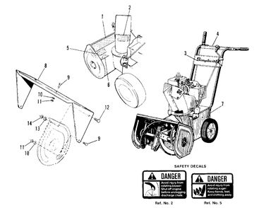 Decal And Wrapper Extension Group Diagram and Parts List for 450M 1691416 Simplicity Snow Blower