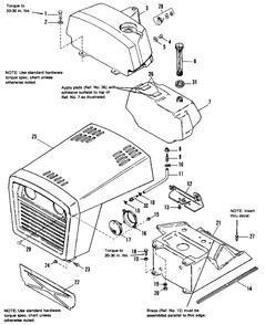Hood, Grille And Dash Group Diagram and Parts List for 5211 1691095 Simplicity Lawn Tractor
