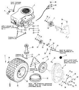 Engine, Wheel And Pulley (4208) Diagram and Parts List for 4208 1690176 Simplicity Lawn Tractor