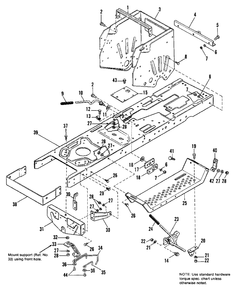 Frame Group Diagram and Parts List for 4211 1690612 Simplicity Lawn Tractor