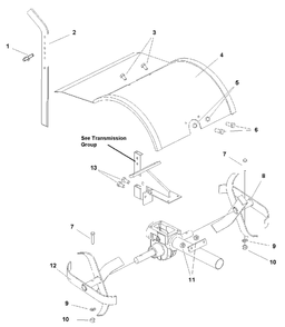 Hood, Drag Stake And Tine Group Diagram and Parts List for 6016RT 1694908 Simplicity Tiller