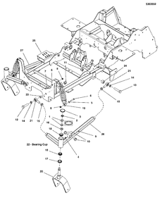 Main Frame And Front Suspension Group Diagram and Parts List for 5901985  Simplicity Lawn Tractor