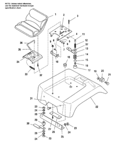 Seat And Deck Group - Later Models Diagram and Parts List for 918H 1693413 Simplicity Lawn Tractor