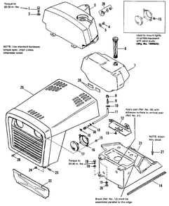 Hood, Grille And Dash Group Diagram and Parts List for 5116 1690684 Simplicity Lawn Tractor