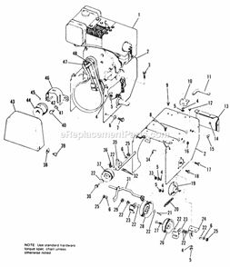 Engine_And_Drive_Group Diagram and Parts List for 990430  Simplicity Snow Blower