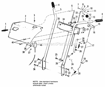 Handles_And_Controls_Group Diagram and Parts List for 990430  Simplicity Snow Blower
