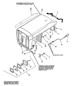 Hood And Lights Group (7012, 7016 And 7018) Diagram and Parts List for 7012H 1690353 Simplicity Lawn Tractor