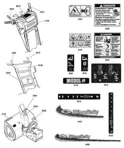Decals Group Diagram and Parts List for H924RX 1695840 Simplicity Snow Blower