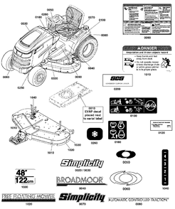 Decals Group Diagram and Parts List for 2691336-05  Simplicity Lawn Tractor