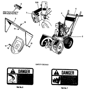 Decal And Wrapper Extension Group Diagram and Parts List for 722E 1692615 Simplicity Snow Blower