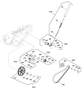 Auger Drive Group Diagram and Parts List for 1022 1697143-01 Simplicity Snow Blower