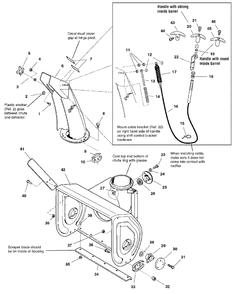 Auger Housing And Chute Group - 9560, 1060, 1170 And 1280 Models Diagram and Parts List for 1280E 1694592 Simplicity Snow Blower