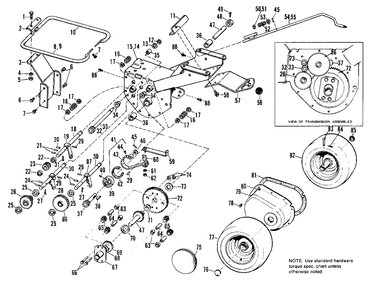 Transmission And Rear Wheels Group Diagram and Parts List for 355 990556 Simplicity Lawn Tractor