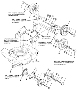 Wheel And Height Adjusters Diagram and Parts List for 1021 1690277 Simplicity Lawn Mower