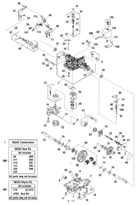 Transmission Service Parts - Tuff Torq K62ac (1755451) Diagram and Parts List for 2691336-05  Simplicity Lawn Tractor