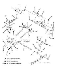 Mower Lift Group - 33-Inch Deck Diagram and Parts List for 150Z 7800760 Simplicity Lawn Tractor
