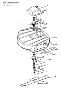 24-Inch Mower Housing And Arbor Group Diagram and Parts List for 401 990357 Simplicity Lawn Tractor