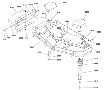 52-Inch Mower Deck Group - Housing, Covers, Spindles And Blades Diagram and Parts List for 5901743  Simplicity Lawn Tractor