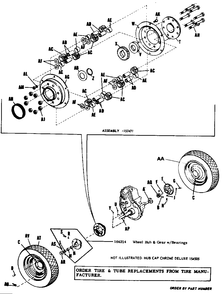 Rear Wheels And Axle Diagram and Parts List for 3212V 990571 Simplicity Lawn Tractor