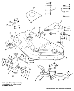 42-Inch Mower Deck And Arbor Group Diagram and Parts List for 6010 1690199 Simplicity Lawn Tractor