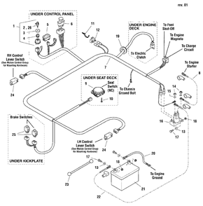 Electrical Group Diagram and Parts List for 2650 5900705 Simplicity Lawn Tractor