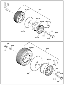 Wheels And Tires Group Diagram and Parts List for 2691673-01  Simplicity Lawn Tractor