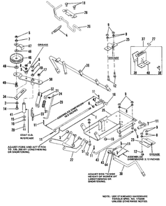 36-Inch Clutch And Wheel Support Group Diagram and Parts List for 6008 1690200 Simplicity Lawn Tractor