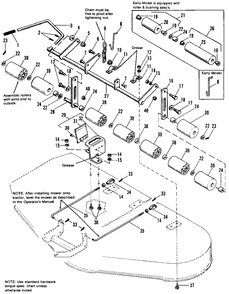 42-Inch Height Adjusting And Roller Group Diagram and Parts List for 6111 1690449 Simplicity Lawn Tractor