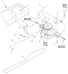 Transmission Group Diagram and Parts List for 2690940-00  Simplicity Lawn Tractor