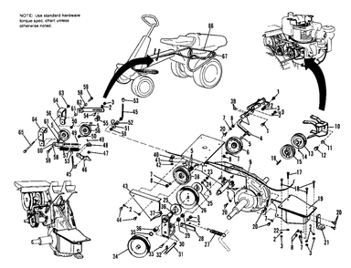 Belts And Pulleys Group Diagram and Parts List for 606SPECIAL 990332 Simplicity Lawn Tractor