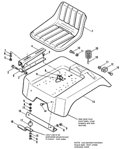 Seat And Deck Group Diagram and Parts List for 7116H 1690489 Simplicity Lawn Tractor