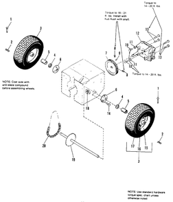 Wheels And Traction Drive Group Diagram and Parts List for 555M 6137 & Below Simplicity Snow Blower
